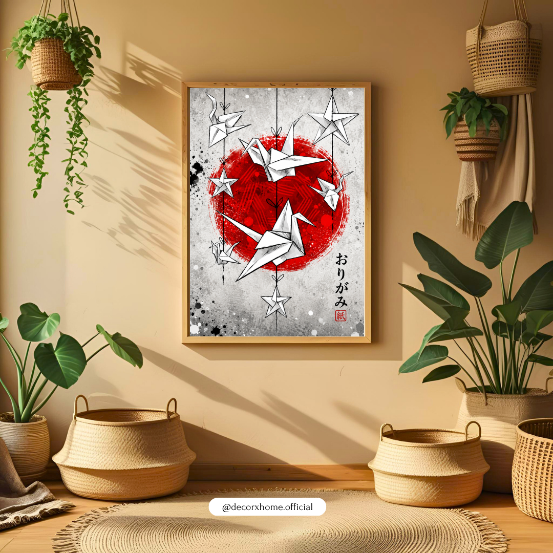Japanese Origami Crane Wall Art Poster | Modern Zen & Minimalist Japanese Decor