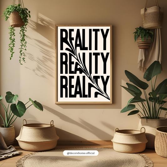Distorted Reality Typography Poster – Modern Minimal Wall Art