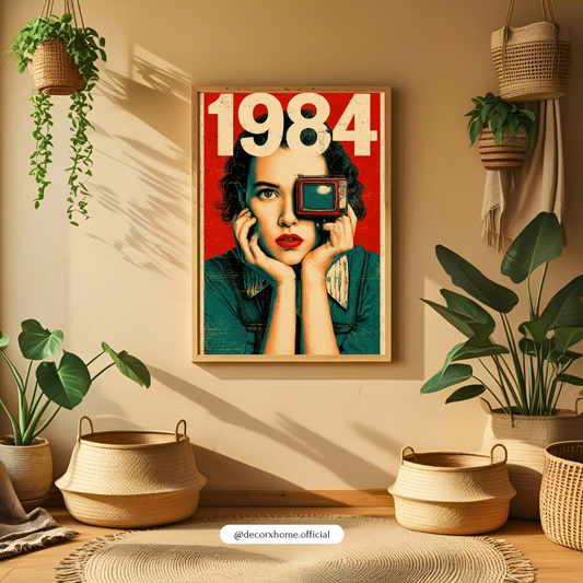 Retro 80Decorexhome 1984 Retro Pop Art Wall Art Poster | Vintage Media Inspired Canvas Print | Bold Modern Statement Decors Stranger Things Inspired Poster – Vintage VHS Style Wall Art by Decorxhome (Copy)