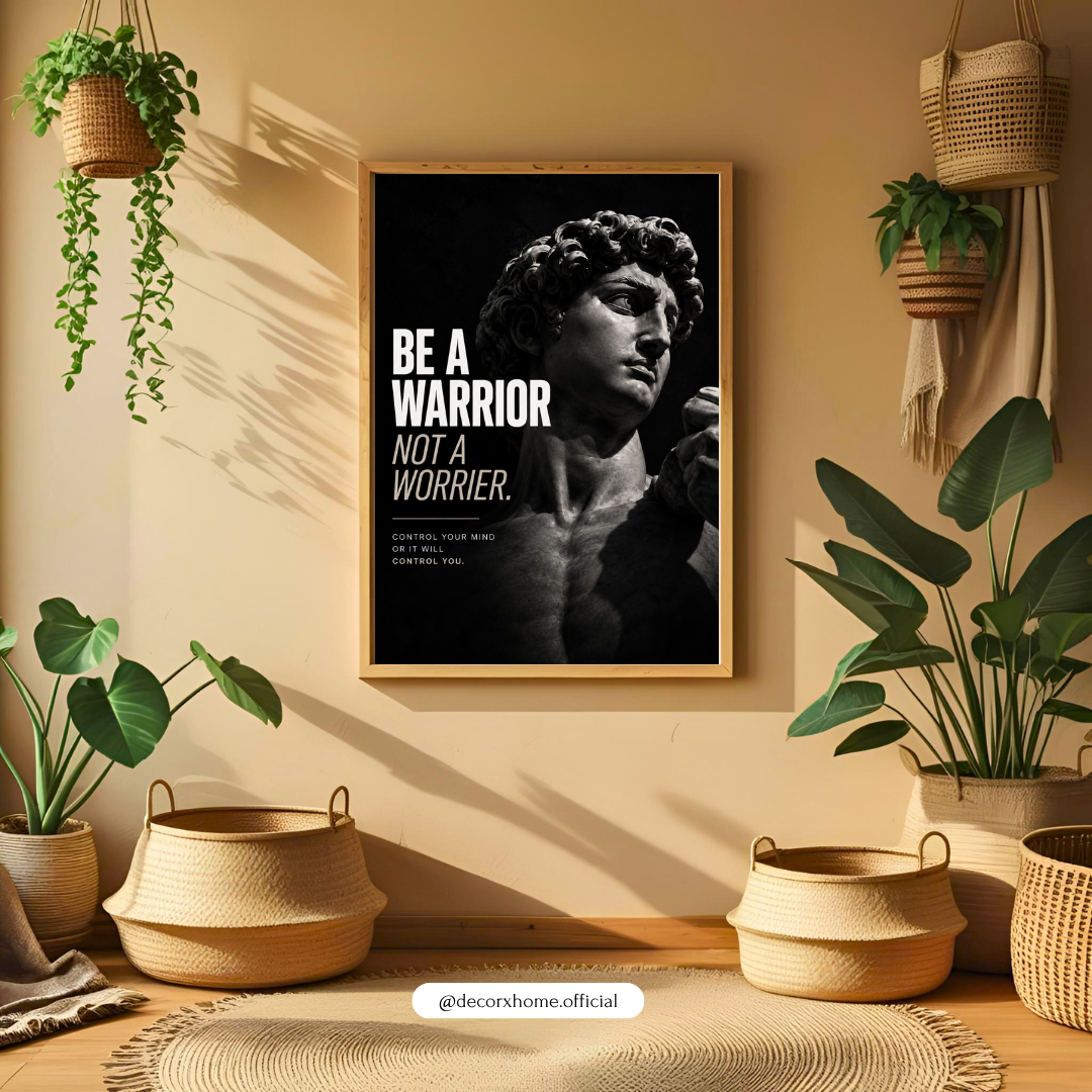 Be a Warrior, Not a Worrier – David Statue Motivational Wall Poster | Decorexhome