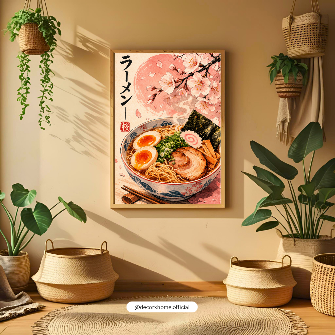 Japanese Ramen & Cherry Blossom Aesthetic Wall Art