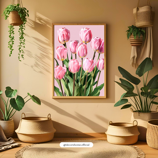 Decorxhome – Blush Pink Tulip Floral Wall Art Poster