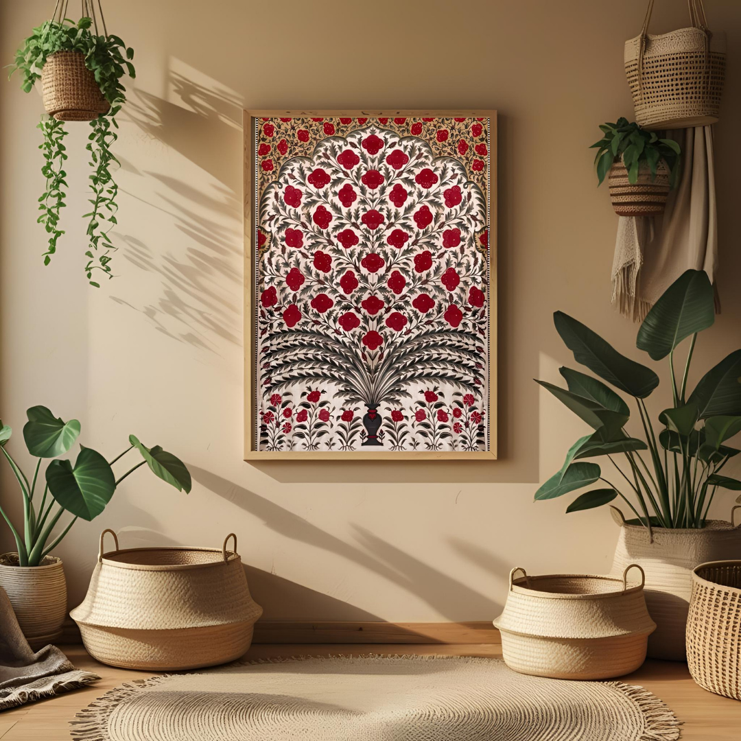 Royal Mughal Floral Art – Traditional & Cultural Poster 🌸