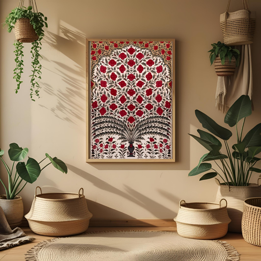 Royal Mughal Floral Art – Traditional & Cultural Poster 🌸