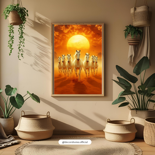 Seven Running Horses Poster – Prosperity & Positive Energy Wall Art