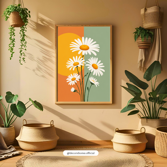 Minimal Daisy Bloom – Modern Floral Aesthetic Wall Art Poster | DecorxHome