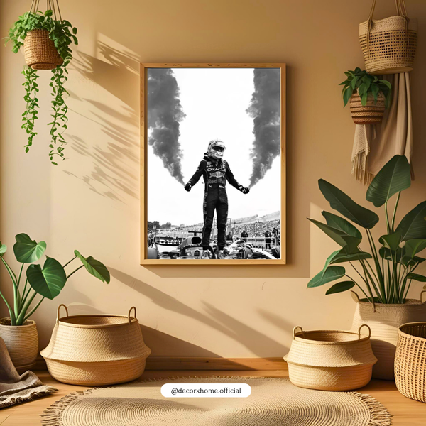 F1 Racing Victory Poster | Motorsport Driver Celebration Wall Art | Decorxhome