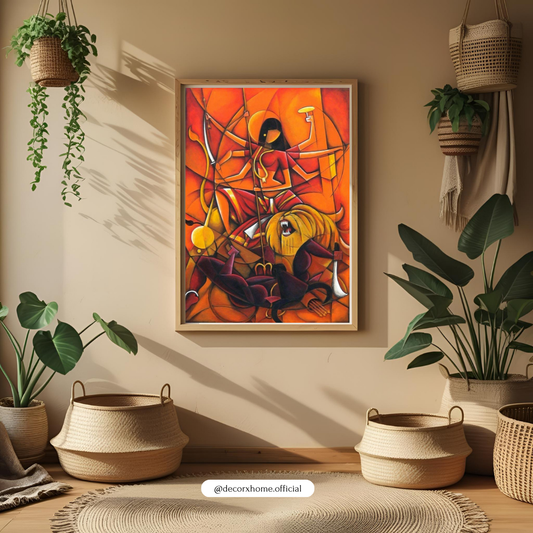 Maa Durga Divine Warrior Spirit – Abstract Strength & Power Wall Poster