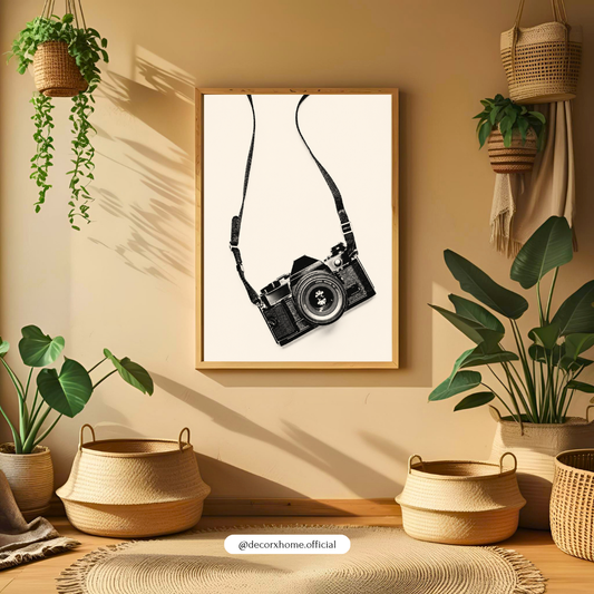 Vintage Hanging Camera Minimal Wall Art Poster | DecorexHome
