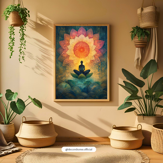 Decorxhome – Lotus Mandala Meditation Wall Art Poster