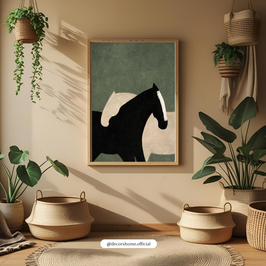 Minimalist Horse Silhouette Wall Art Poster – Modern Abstract Animal Design | Decorxhome