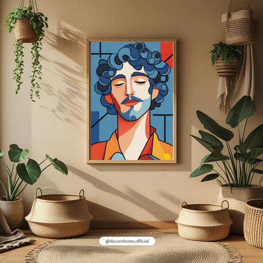 Modern Cubist Portrait – Colorful Abstract Face Wall Poster by Decorxhome