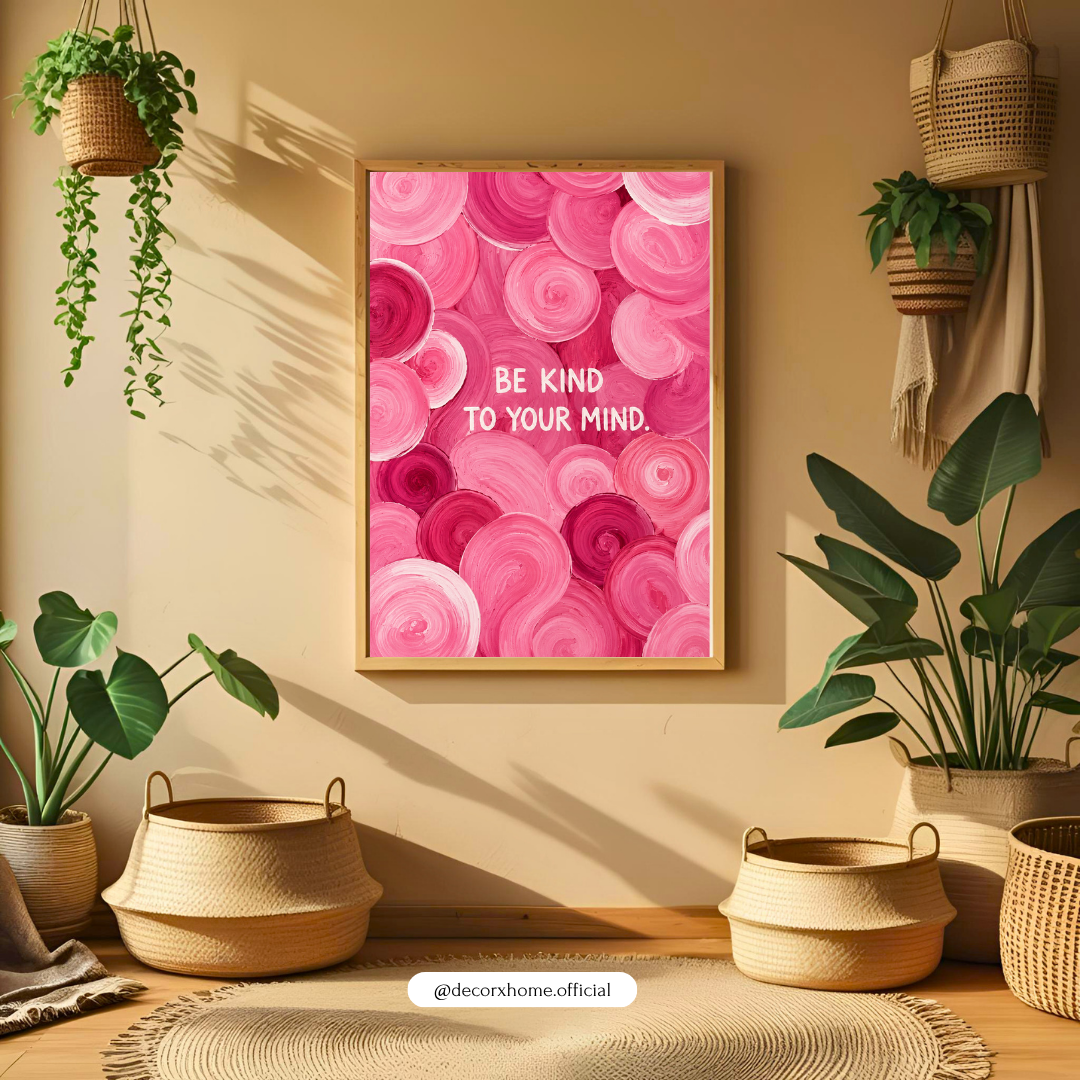 Be Kind to Your Mind Pink Typography Poster | Decorexhome