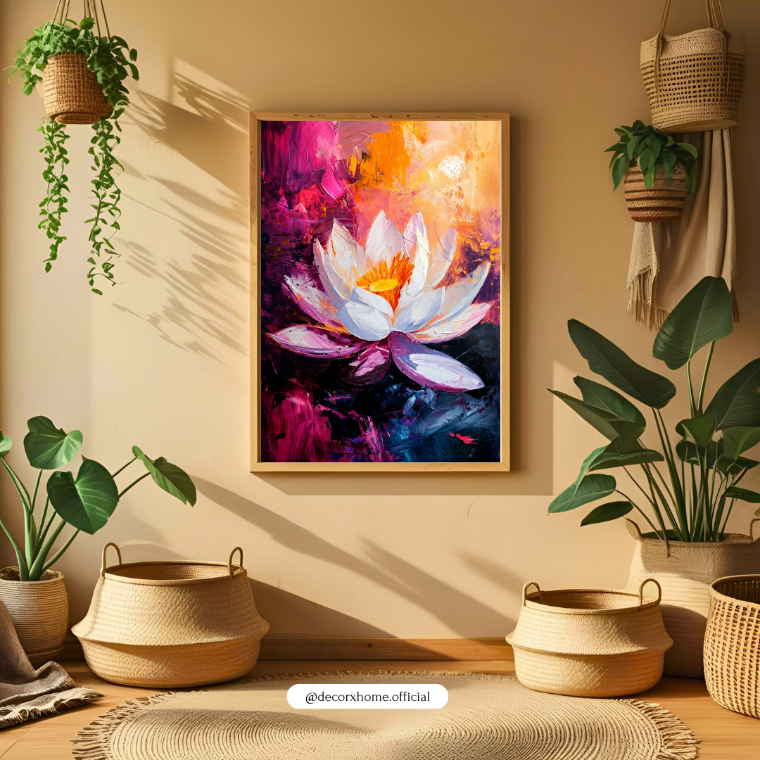 Abstract Lotus Bloom Poster | Vibrant Floral Wall Art | Modern Botanical Decor by DecorxHome
