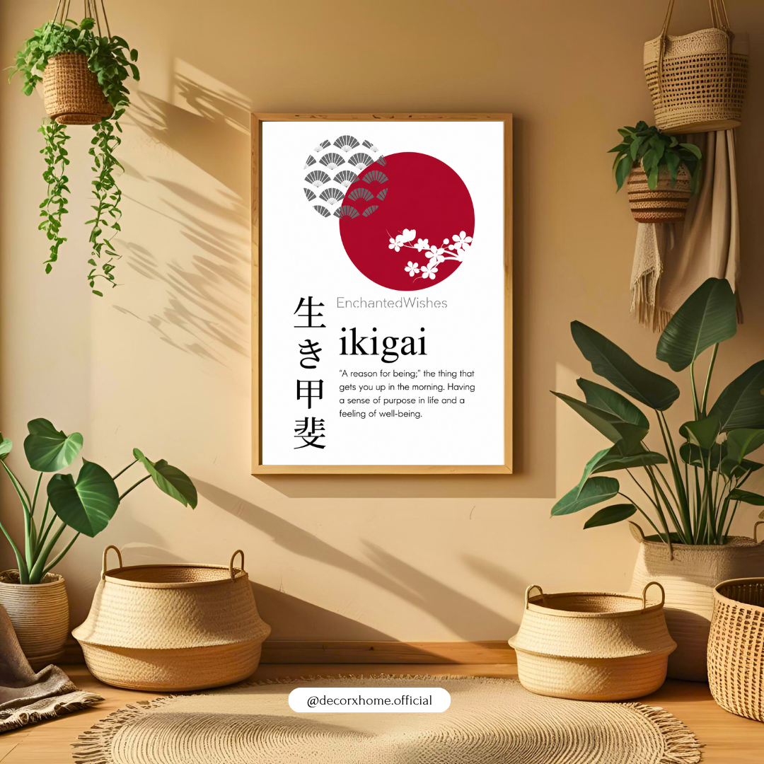 Ikigai Japanese Motivation Poster | Minimalist Zen Wall Art by DecorxHome