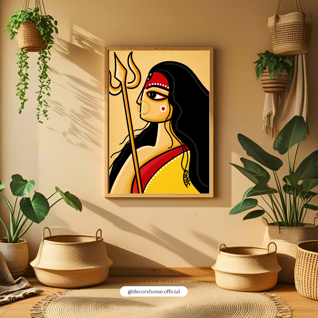 Shakti Devi Folk Art Poster | Traditional Indian Goddess Wall Art by Decorxhome