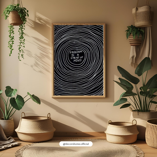 Freedom Is a State of Mind – Minimal Quote Wall Poster by Decorxhome