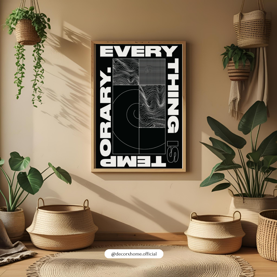 Temporary Everything Typography Wall Art Poster – Modern Minimalist Abstract Design | Decorxhome