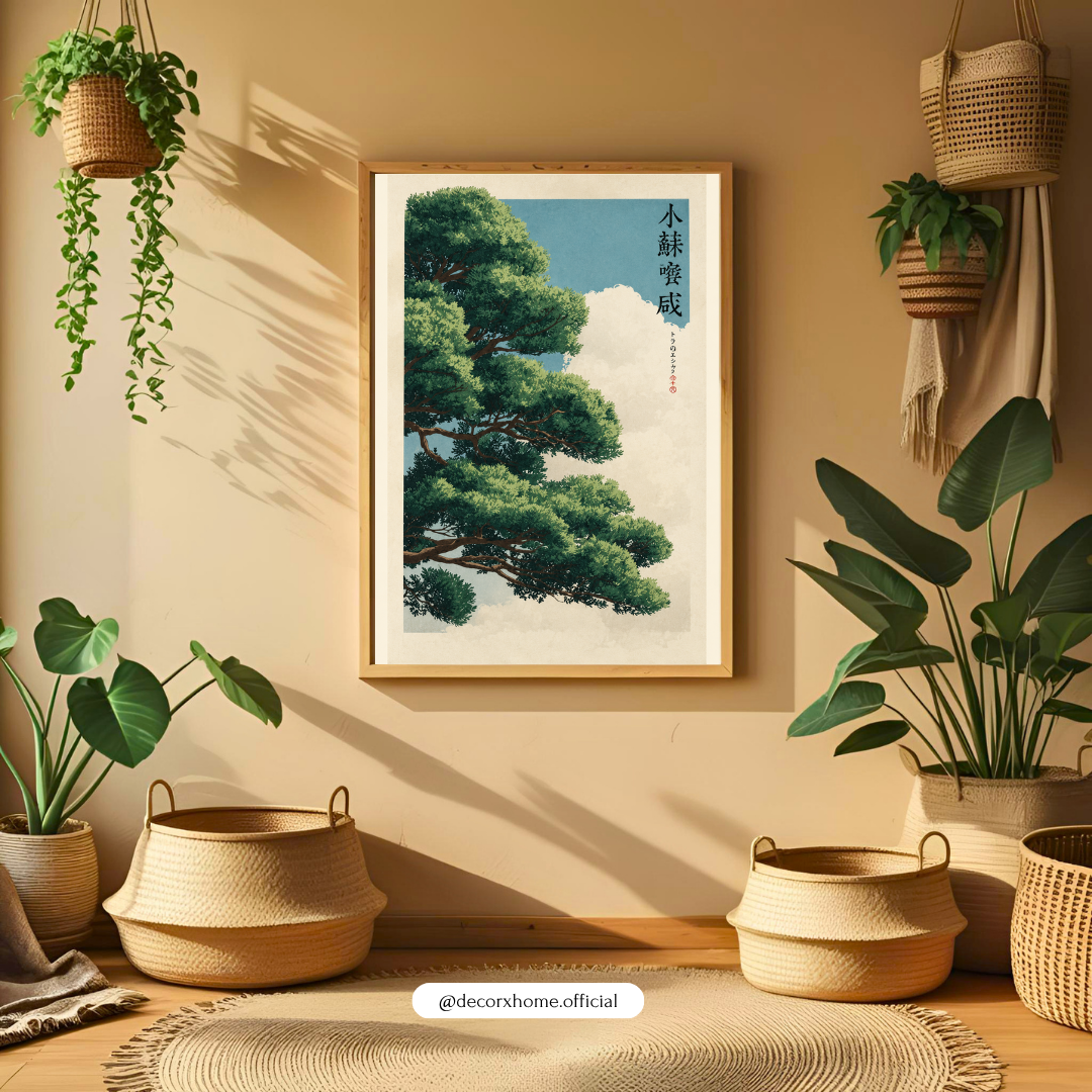 Japanese Pine Tree Wall Art – Japanese Minimalist Nature Poster