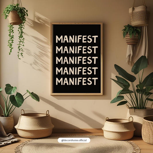 Manifest Repeated Typography Poster – Minimal Motivational Wall Art