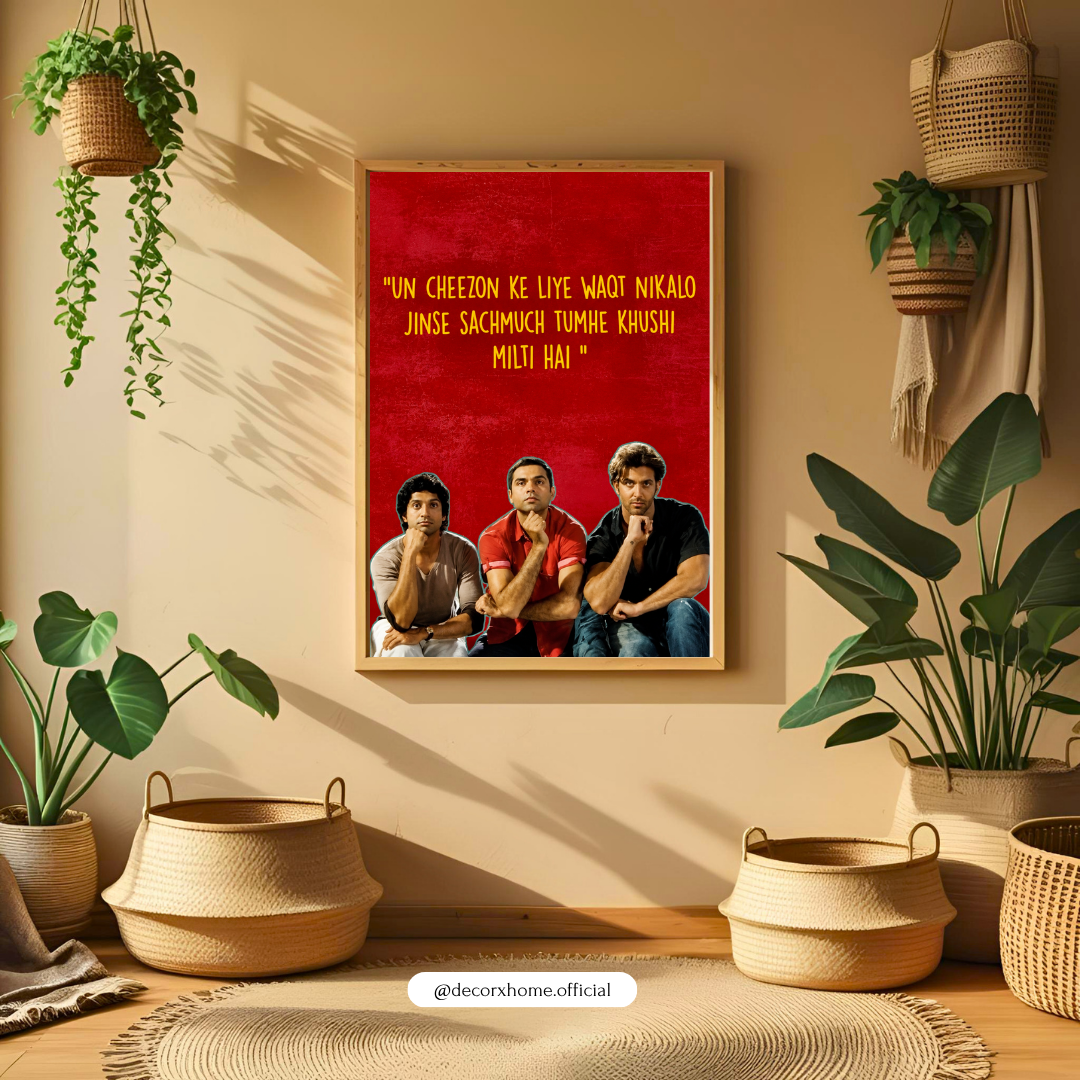 3 Idiots Poster | Bollywood Friendship Quote Wall Art | Indian Movie Artwork | Inspirational Hindi Movie Décor | College & Friendship Wall Art | Decorexhome