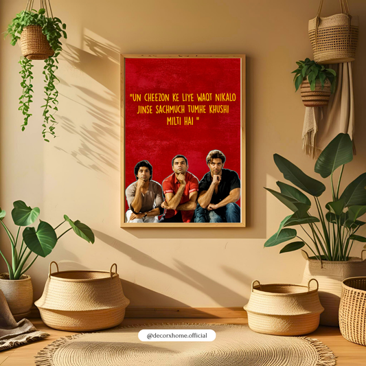 3 Idiots Poster | Bollywood Friendship Quote Wall Art | Indian Movie Artwork | Inspirational Hindi Movie Décor | College & Friendship Wall Art | Decorexhome