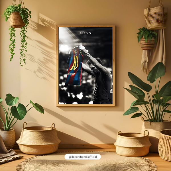 Messi Iconic Jersey Celebration Poster | Football Legend Wall Art | Decorxhome