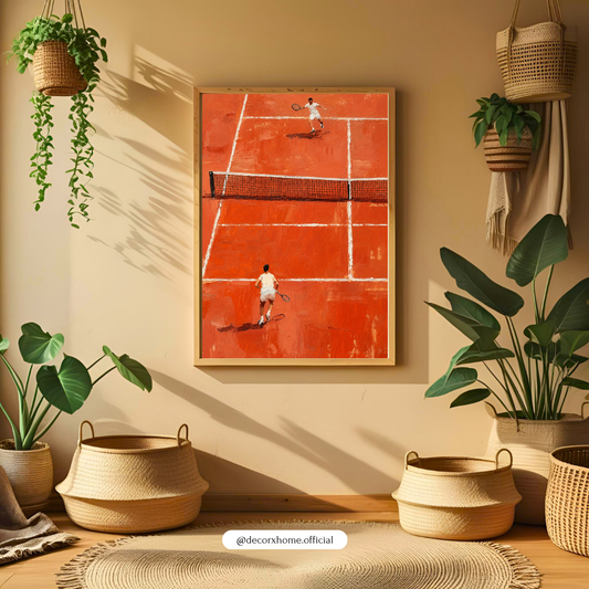Decorexhome Clay Court Tennis Match Wall Art Poster | Modern Sports Canvas Print | Minimalist Tennis Home Decor