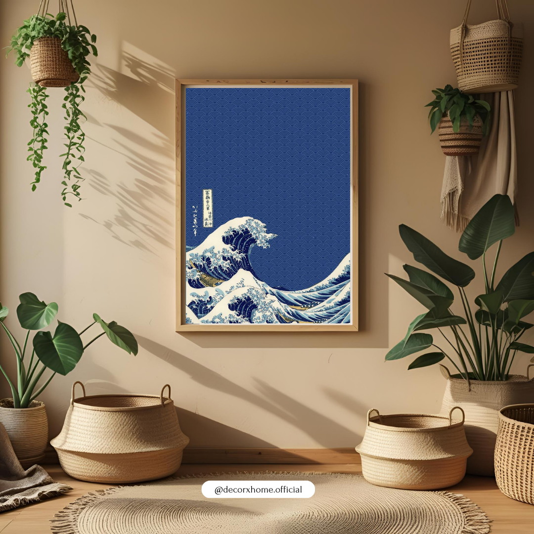 The Great Wave – Japanese Minimal Art Wall Poster (Deep Blue Edition)