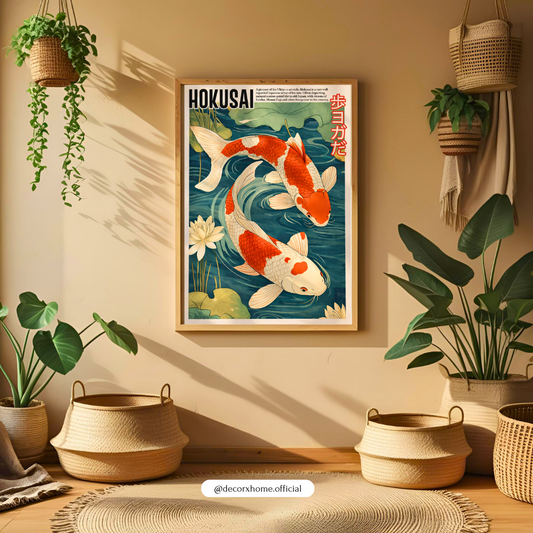 HOKUSA Japanese Koi Fish Poster – Traditional Koi Pond Wall Art | Decorxhome