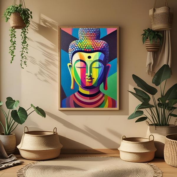 Radiant Serenity – Colorful Buddha Spiritual Wall Poster 🕉️✨