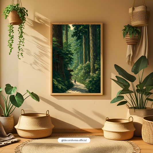 Japanese Forest Path Nature Wall Art Poster | Serene Woodland Landscape Print | Decorexhome