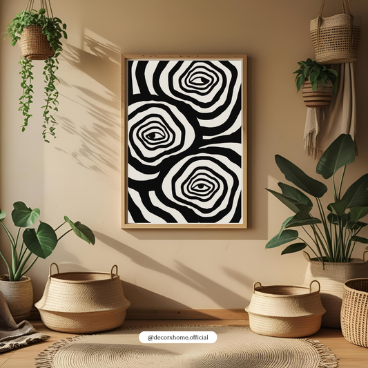 Modern Abstract Swirl Art – Black & White Minimalist Wall Poster