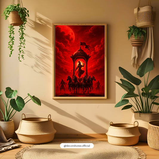 Little Warrior Krishna Chariot Poster – Mythological Kids Room Wall Art | Decorxhome