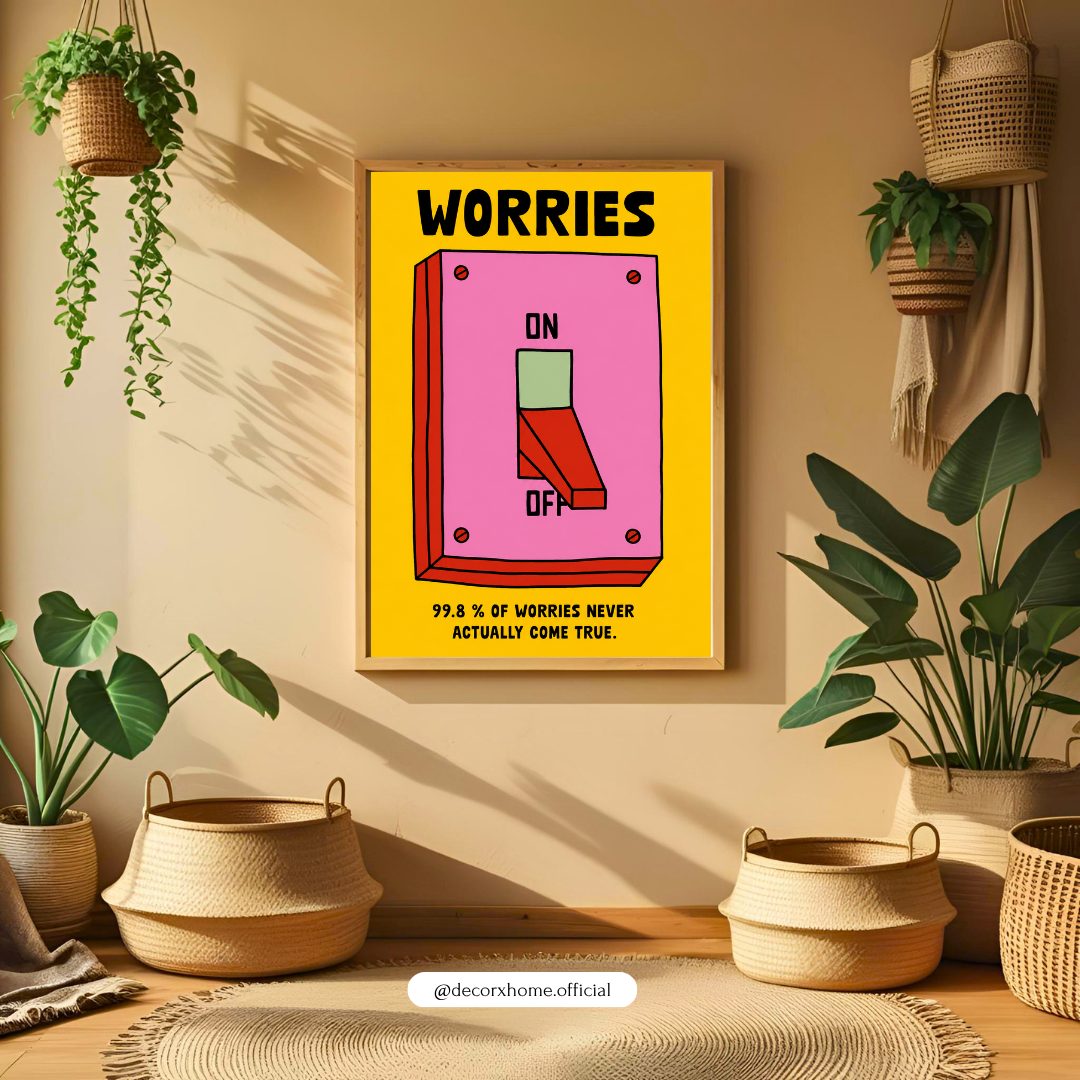 Worries Off Motivational Poster | Positive Mindset Typography Wall Art by DecorxHome