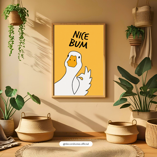 Nice Bum Duck Poster | Funny Bathroom Wall Art Aesthetic Print – Decorxhome