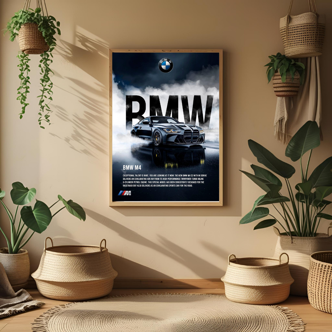 BMW M4 Modern Wall Art Print – For Car Enthusiasts & Speed Lovers