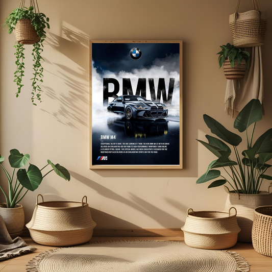 BMW M4 Modern Wall Art Print – For Car Enthusiasts & Speed Lovers