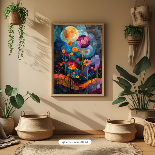 Abstract Floral Garden Wall Art Poster – Colorful Modern Botanical Illustration | Decorxhome