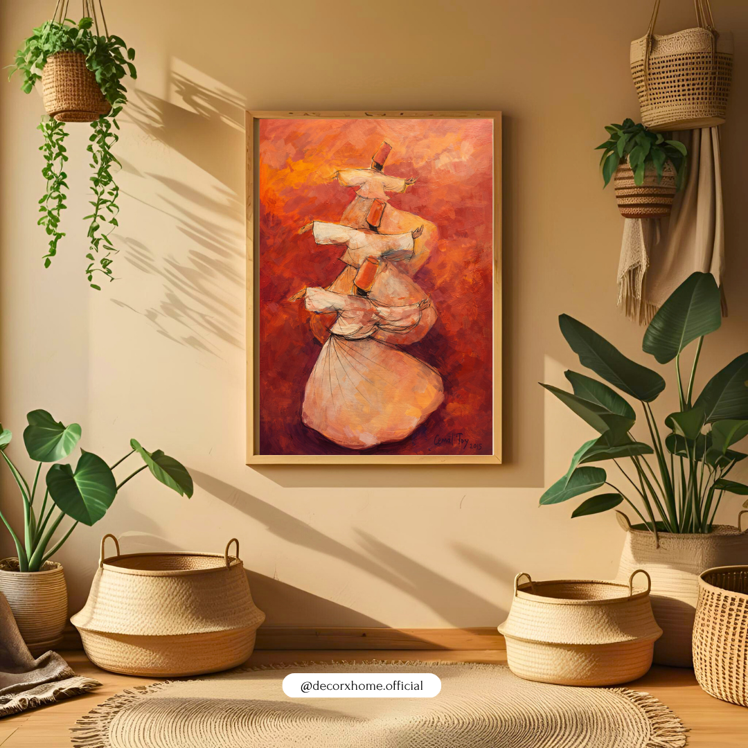 Sufi Whirling Dervish Wall Art Poster | Spiritual Dance Painting | Abstract Sufi Art Print | Decorxhome