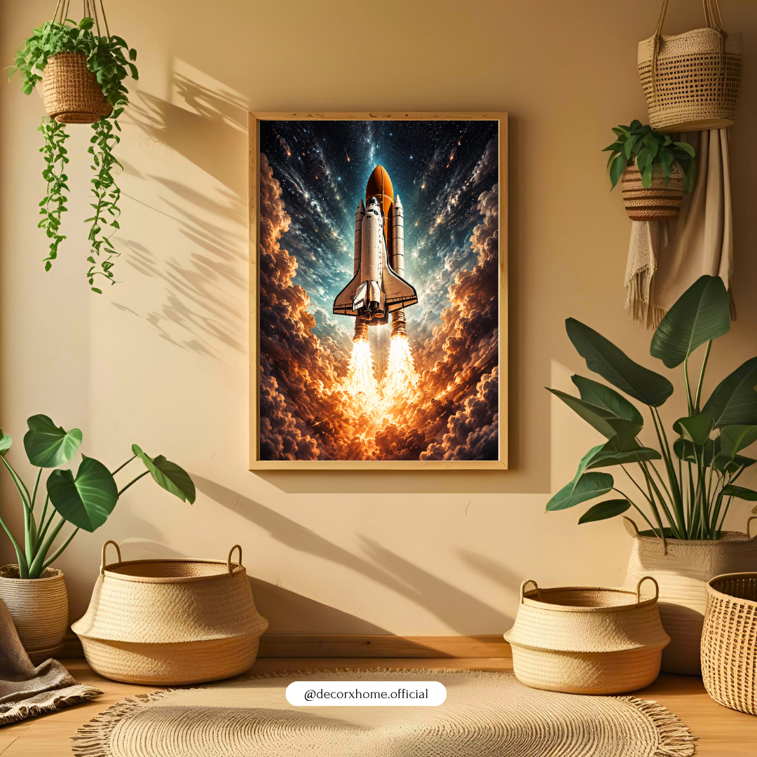 Space Shuttle Launch Wall Art Poster | Rocket & Cosmic Sky Inspirational Print | Decorexhome