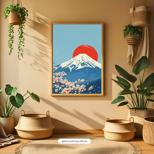 Decorxhome – Mount Fuji Sakura Landscape Wall Art Poster
