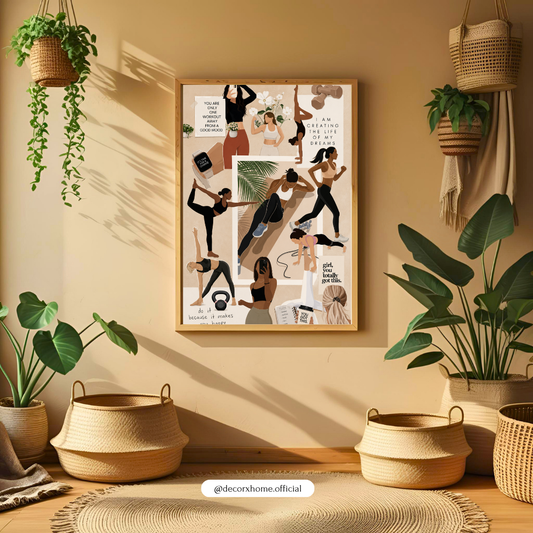Fitness Motivation Vision Board Poster – Women’s Wellness & Workout Inspiration Wall Art