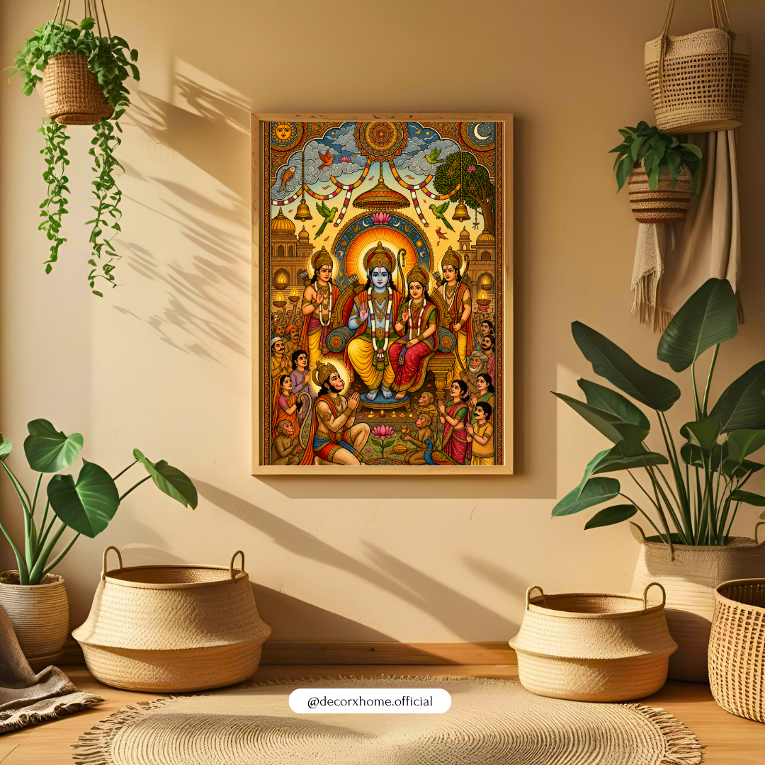 Lord Shiva & Parvati Madhubani Art Poster | Traditional Indian Spiritual Wall Decor | Mahadev & Devi Artwork | Decorexhome (Copy)