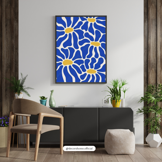 Blue Bloom Harmony – Abstract Floral Pattern Wall Poster