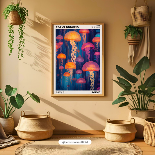 Yayoi Kusama Inspired Jellyfish Poster – Vibrant Tokyo Art Wall Print | Decorxhome