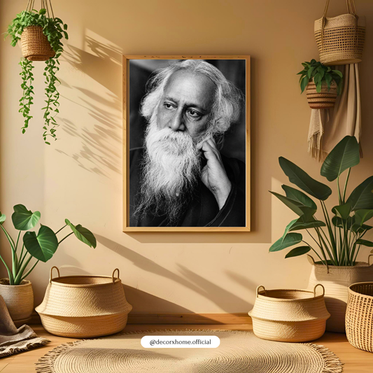 Rabindranath Tagore Portrait – Timeless Black & White Wall Art Poster | DecorxHome)