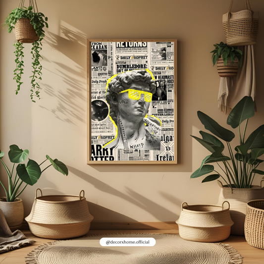 Neon Pop David Collage Wall Art Poster – Modern Newspaper Aesthetic by Decorxhome