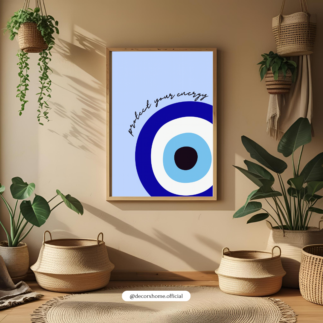 Protect Your Energy Evil Eye Poster – Minimal Spiritual Wall Art