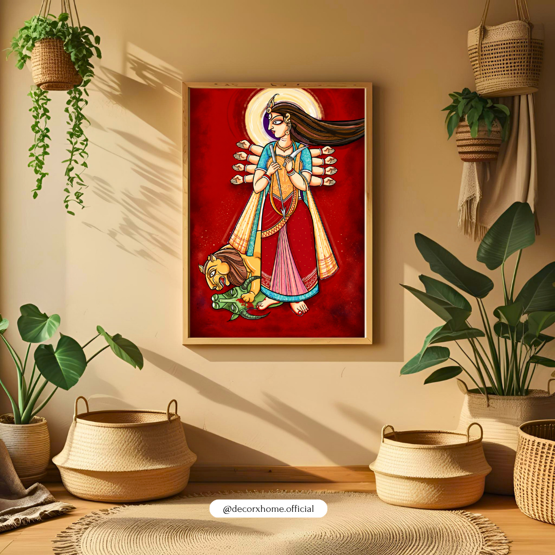 Decorexhome Maa Durga Mahishasura Mardini Poster | Divine Durga Wall Art